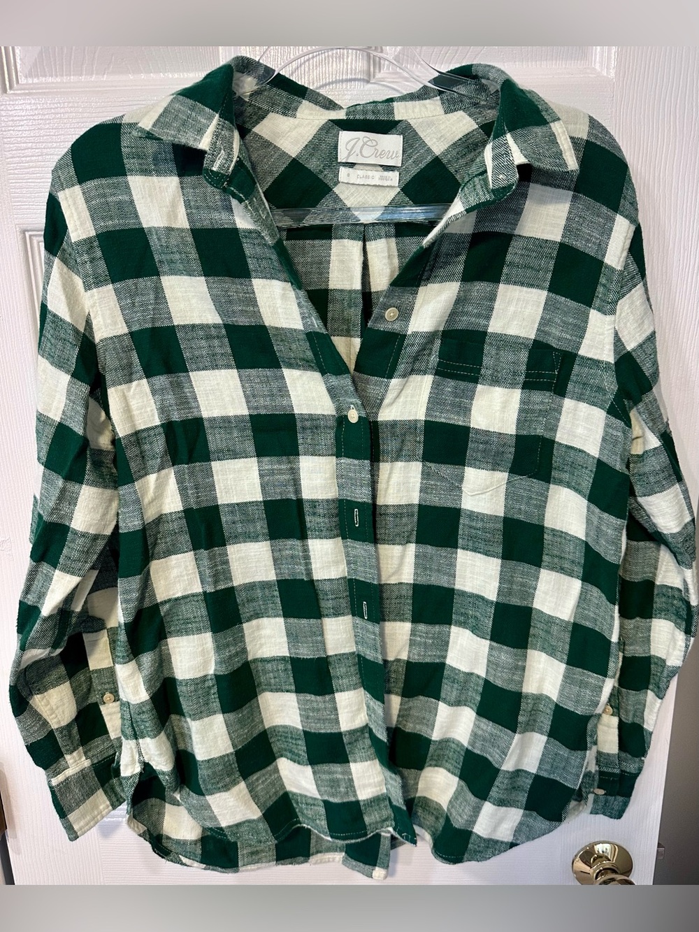 J. Crew Green and Cream Buffalo Plaid Button-Up Shirt Womens